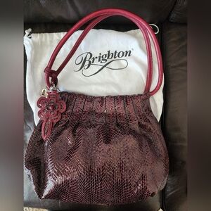 Brighton Deep Red Textured Shoulder Bag